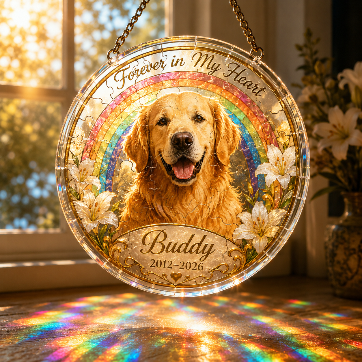 Customize Acrylic Jigsaw Puzzle Suncatcher - Forever in My Heart