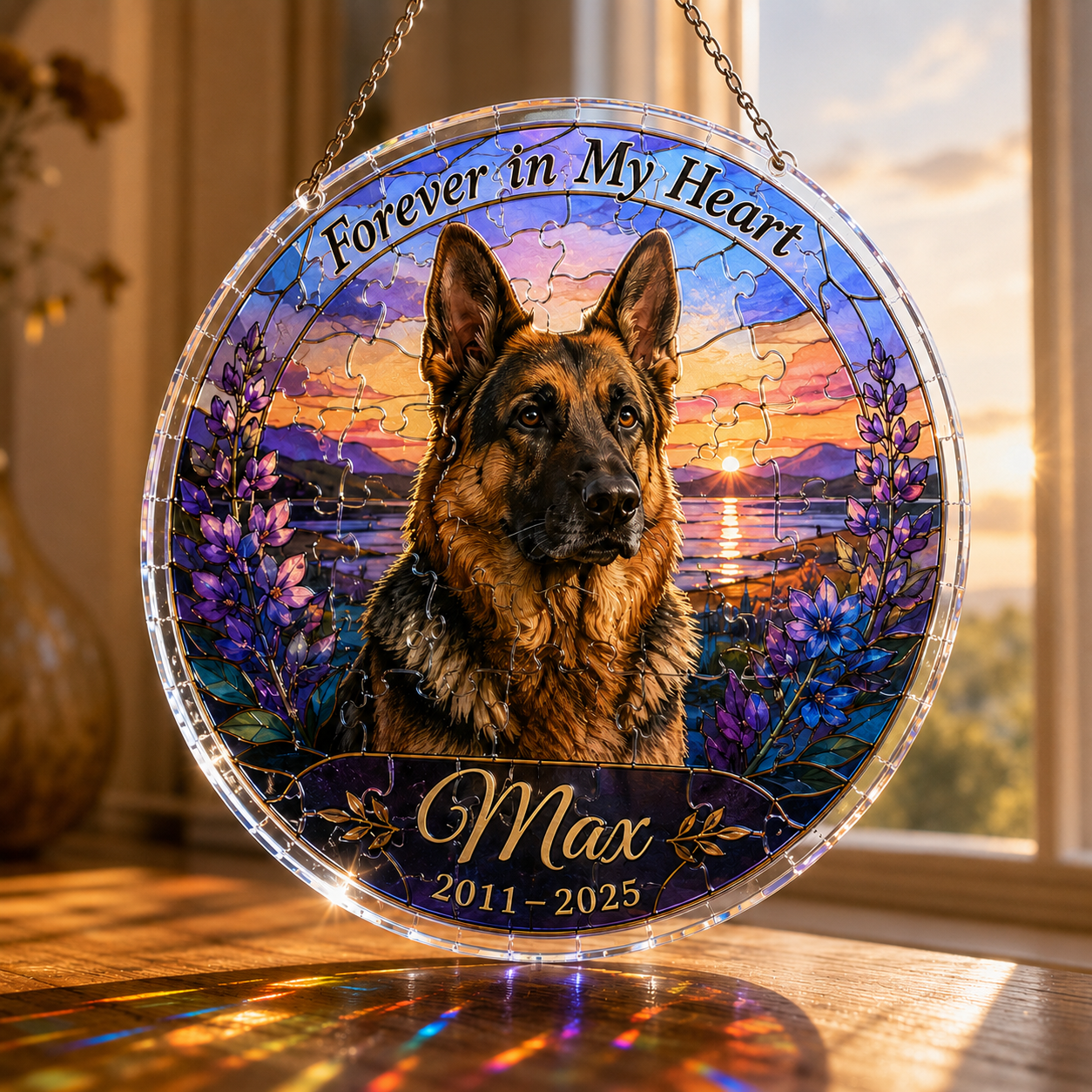 Customize Acrylic Jigsaw Puzzle Suncatcher - Forever in My Heart