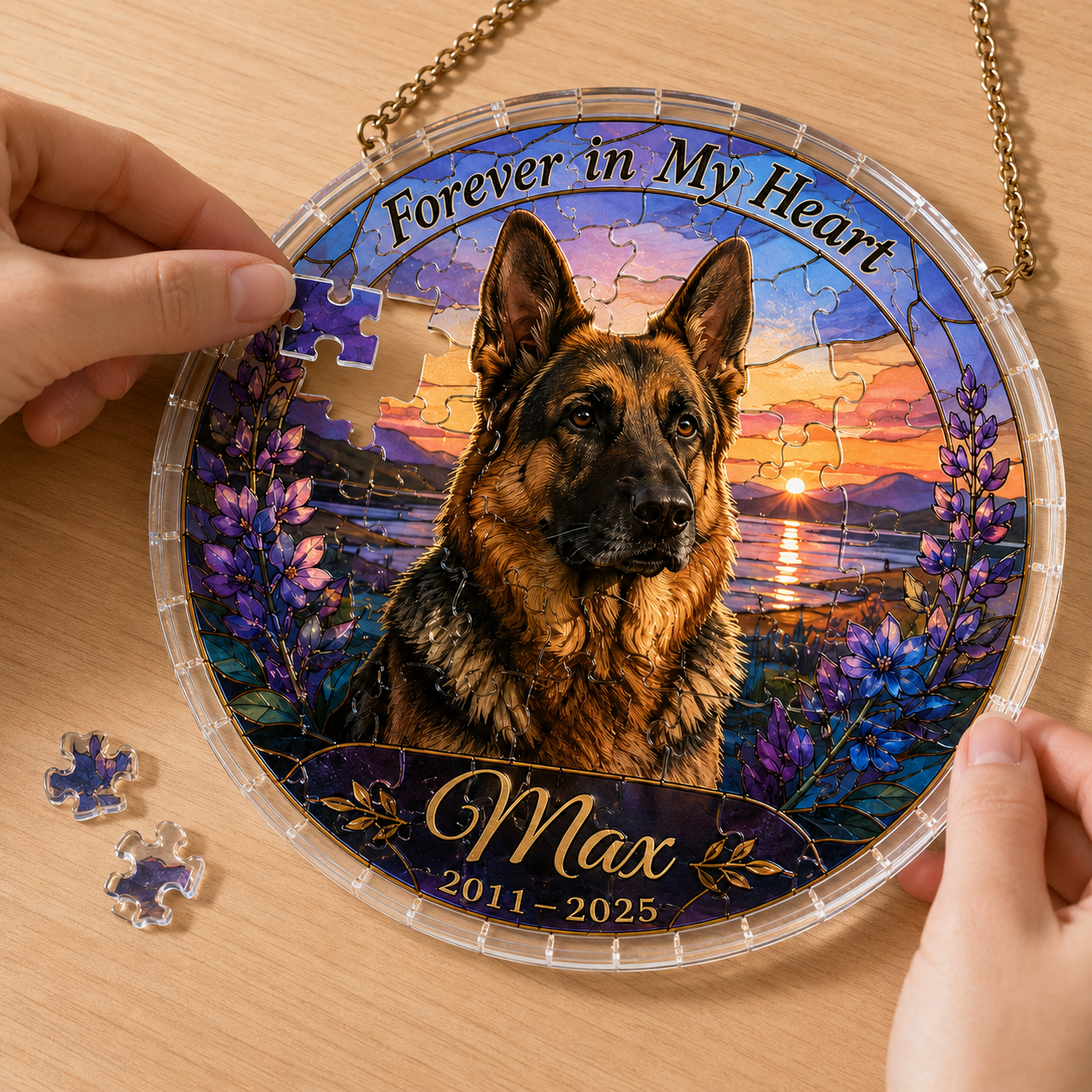 Customize Acrylic Jigsaw Puzzle Suncatcher - Forever in My Heart