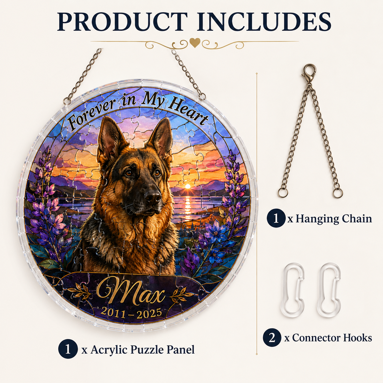 Customize Acrylic Jigsaw Puzzle Suncatcher - Forever in My Heart