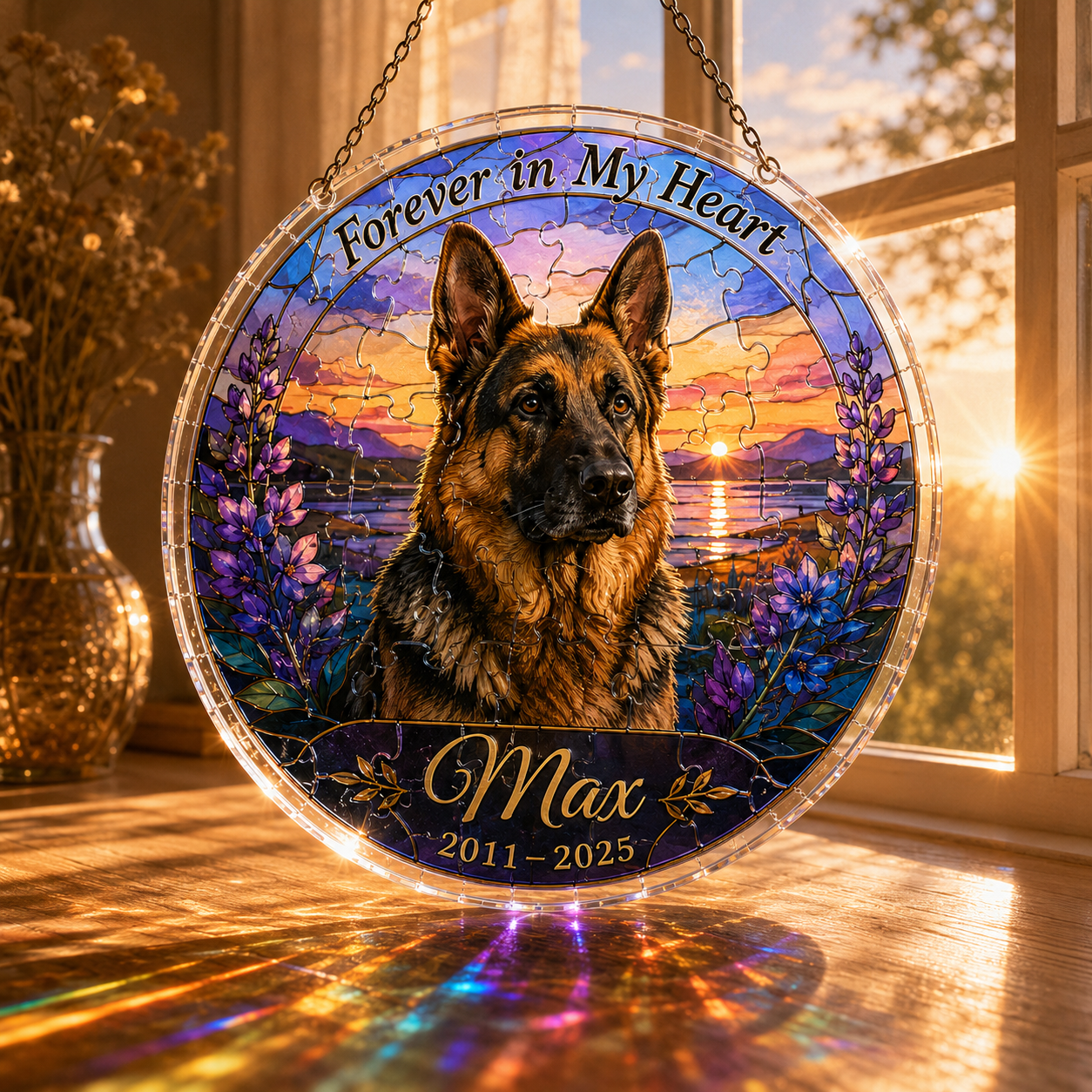 Customize Acrylic Jigsaw Puzzle Suncatcher - Forever in My Heart