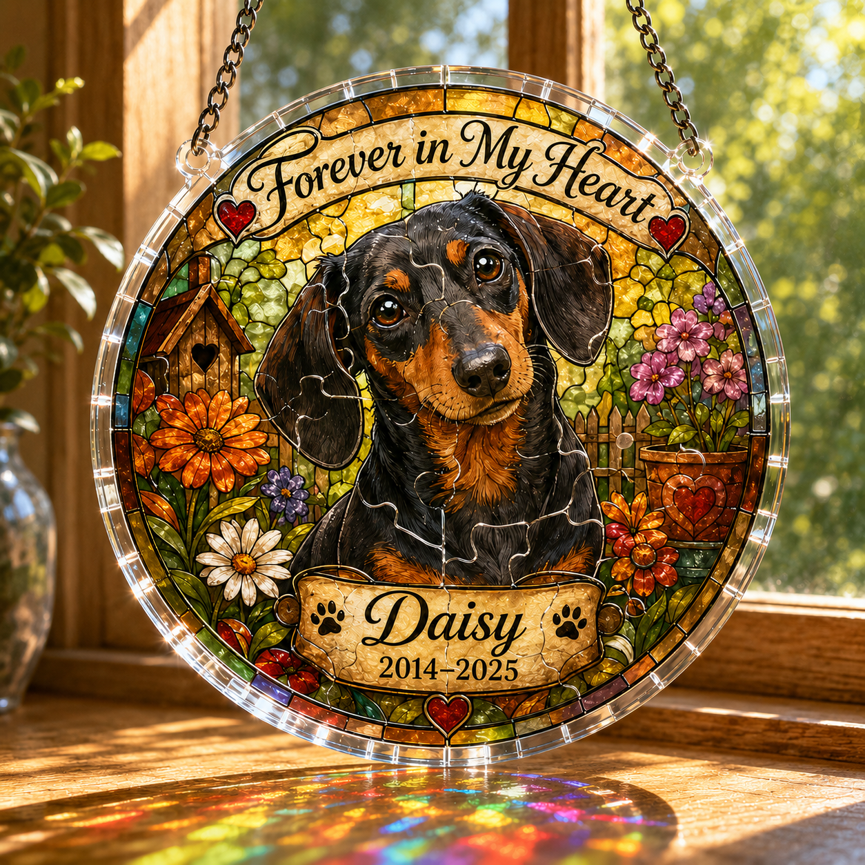 Customize Acrylic Jigsaw Puzzle Suncatcher - Forever in My Heart