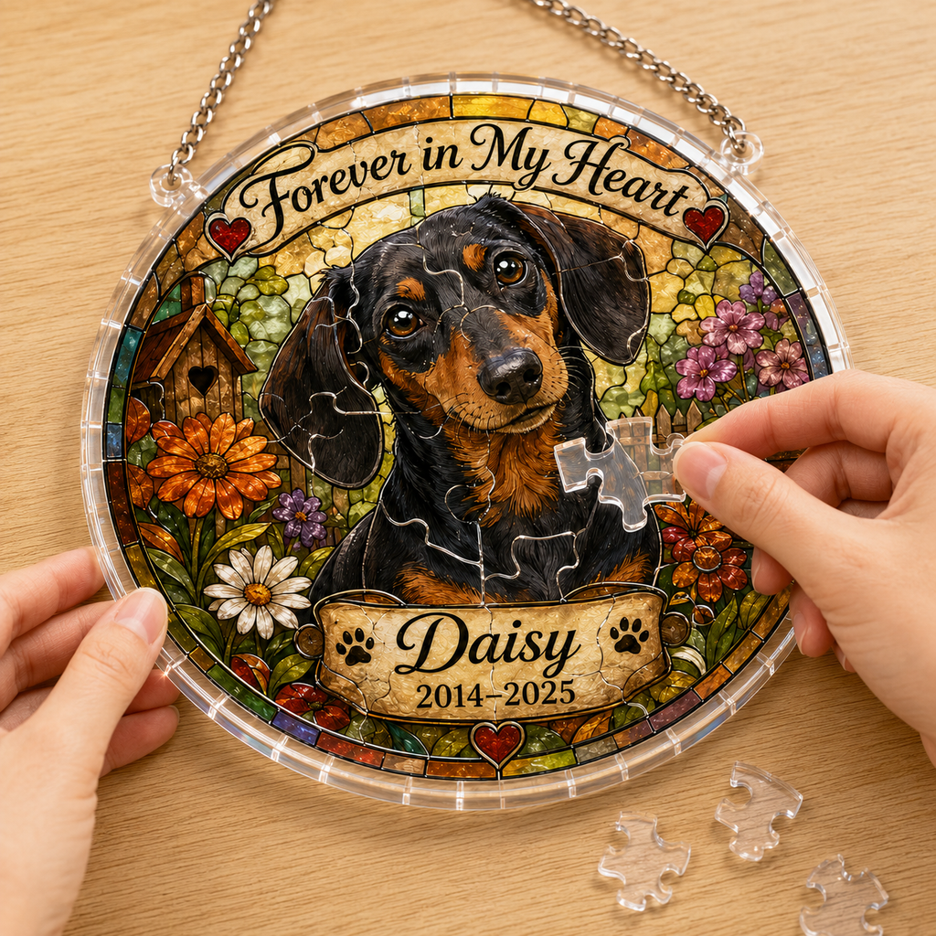 Customize Acrylic Jigsaw Puzzle Suncatcher - Forever in My Heart