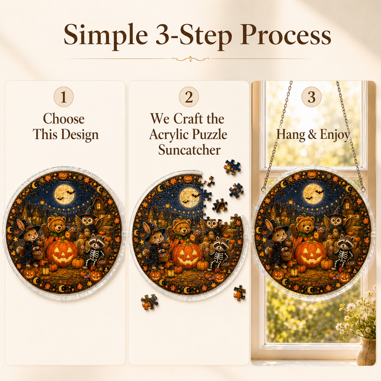 Halloween Acrylic Jigsaw Puzzle Suncatcher - 14