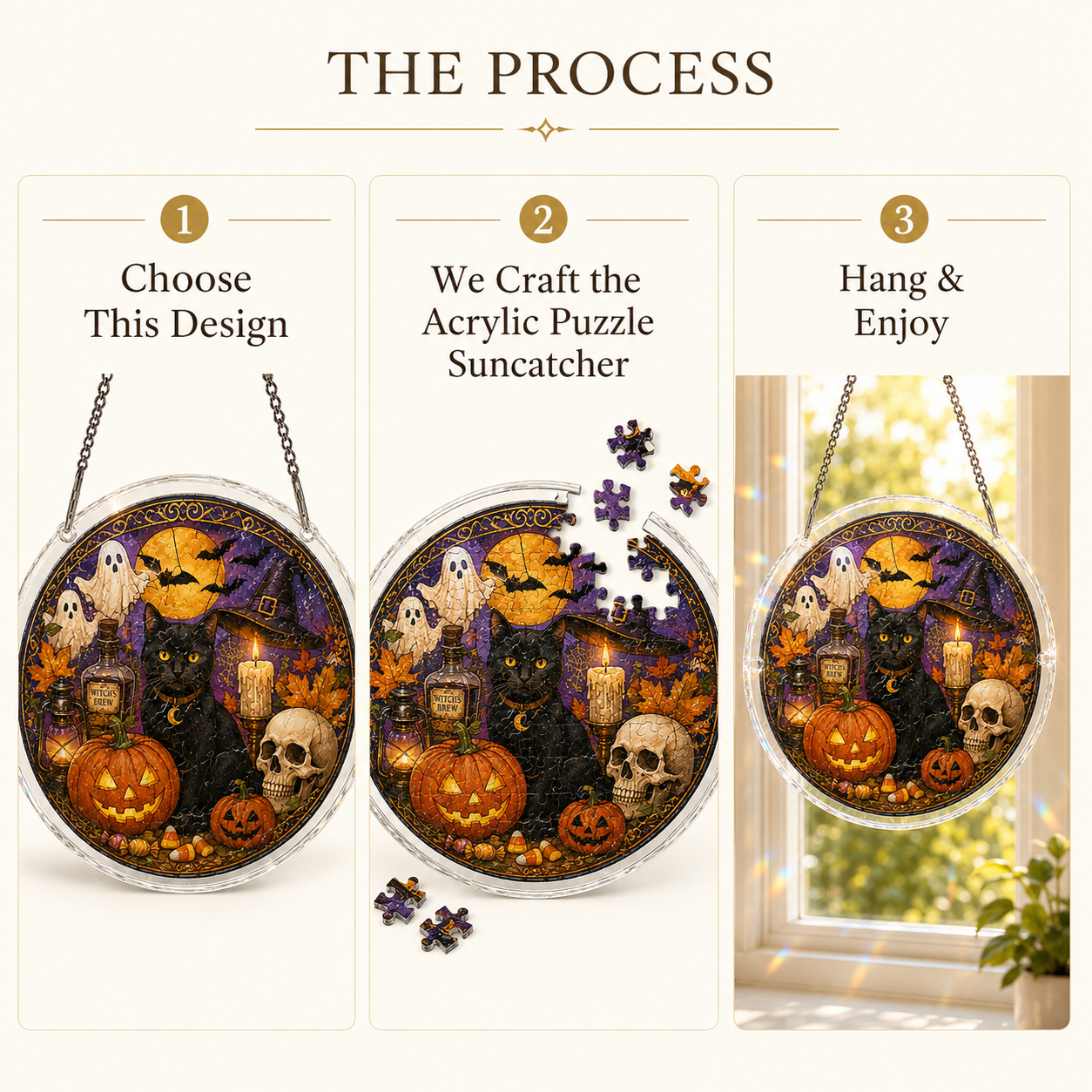 Halloween Acrylic Jigsaw Puzzle Suncatcher - 15