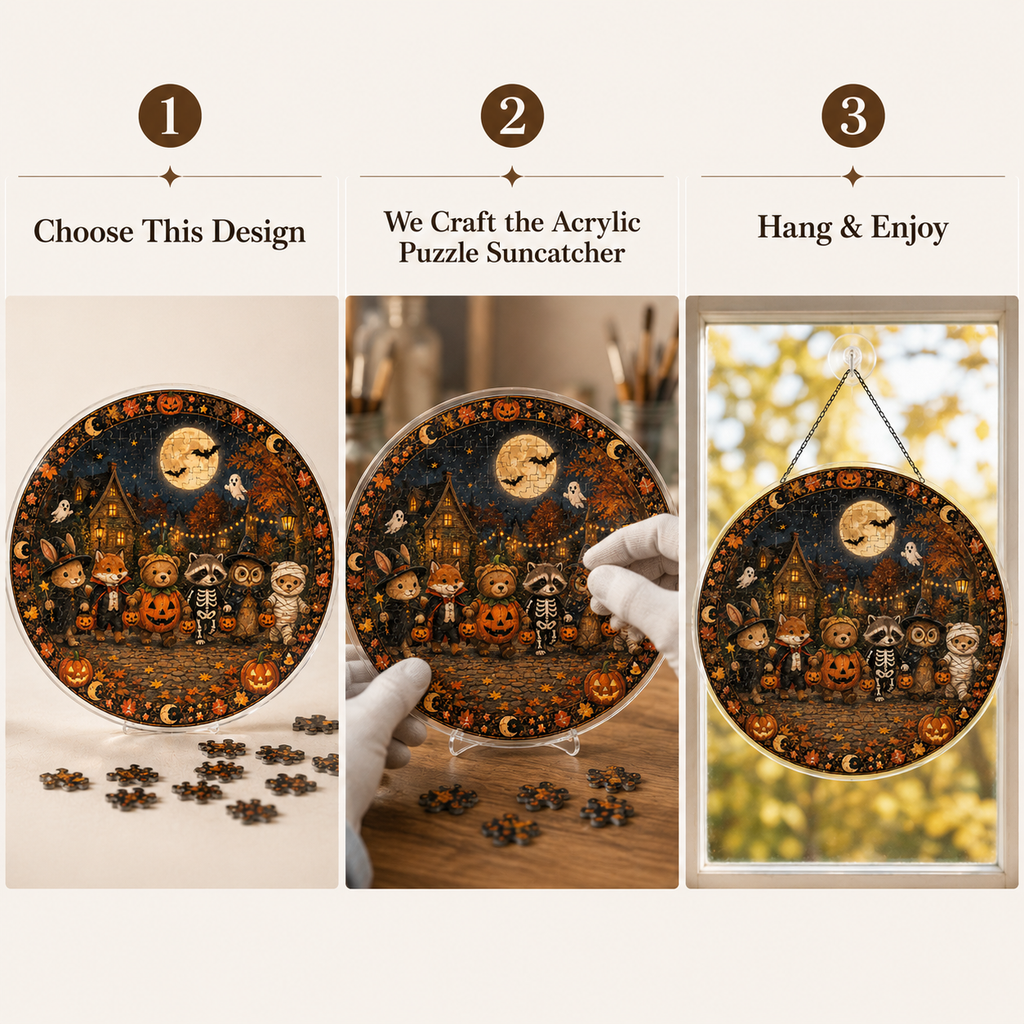 Halloween Acrylic Jigsaw Puzzle Suncatcher - 16