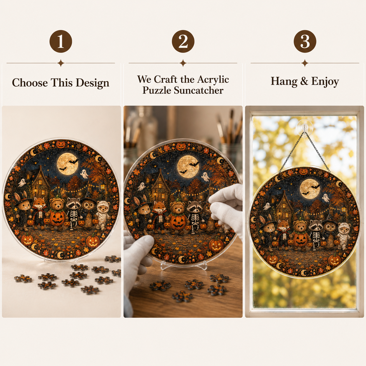 Halloween Acrylic Jigsaw Puzzle Suncatcher - 16