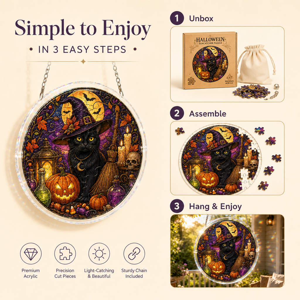 Halloween Acrylic Jigsaw Puzzle Suncatcher - 19