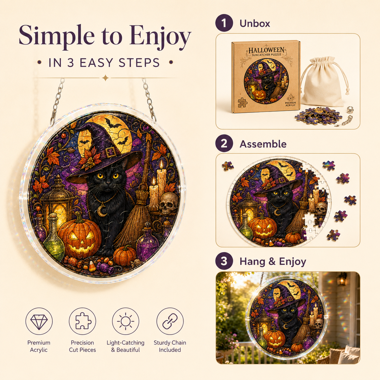 Halloween Acrylic Jigsaw Puzzle Suncatcher - 19