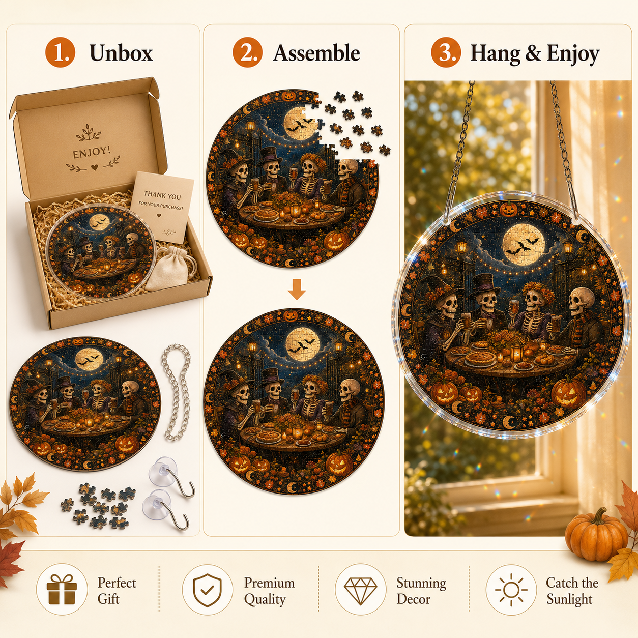 Halloween Acrylic Jigsaw Puzzle Suncatcher - 24