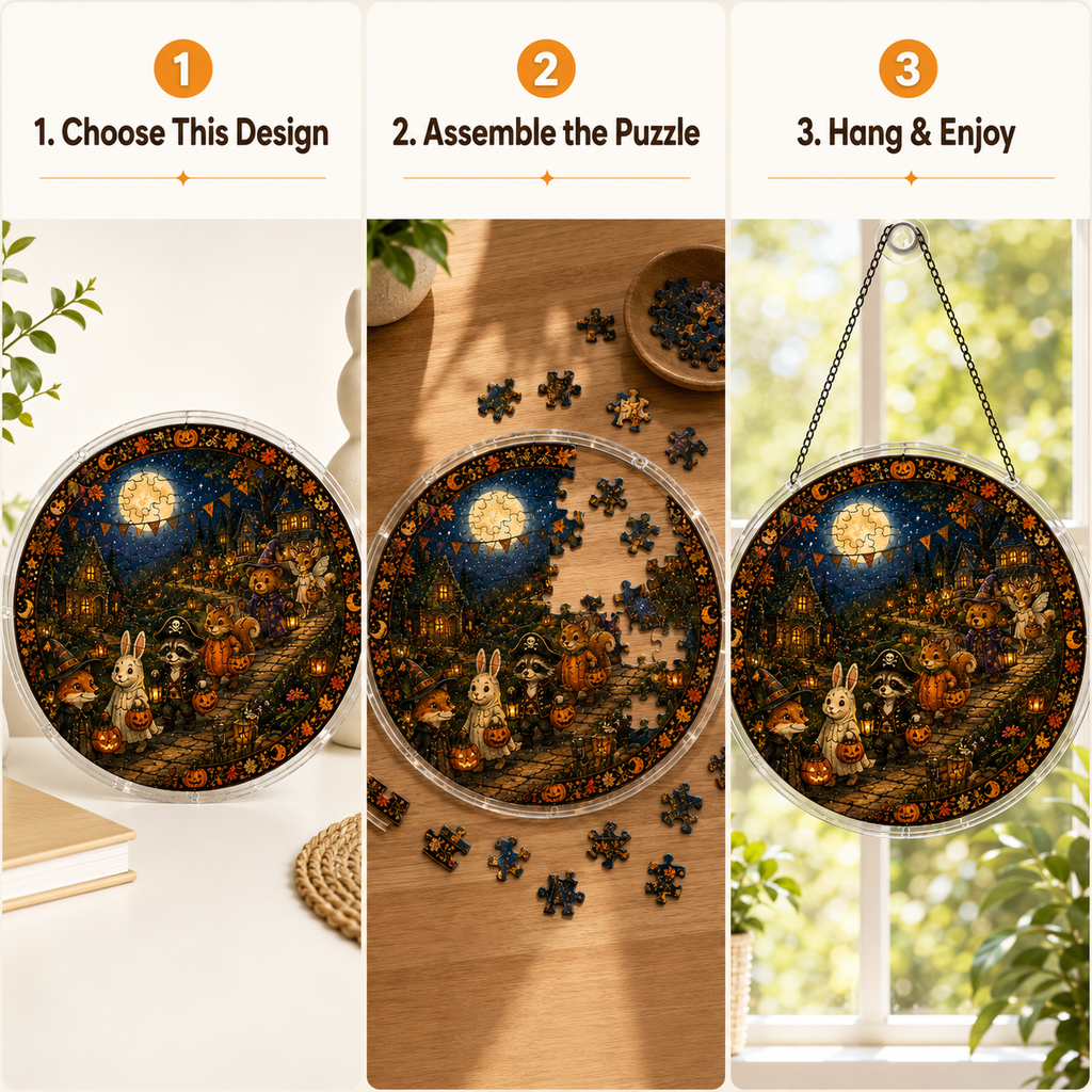 Halloween Acrylic Jigsaw Puzzle Suncatcher - 32