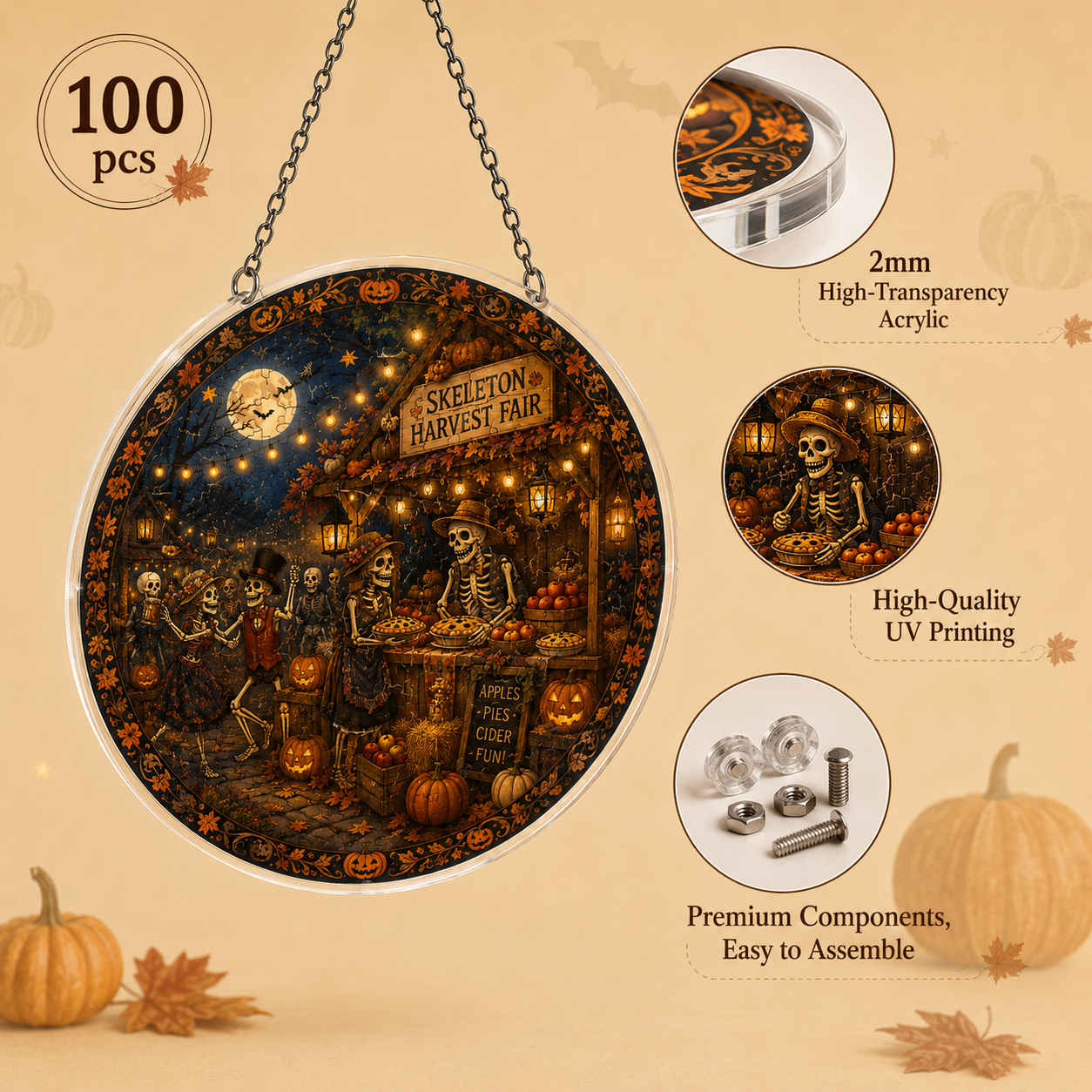 Halloween Acrylic Jigsaw Puzzle Suncatcher - 33