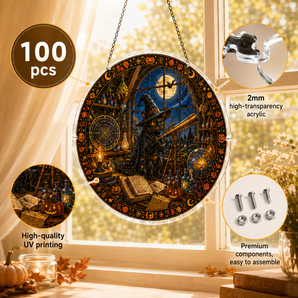 Halloween Acrylic Jigsaw Puzzle Suncatcher - 34
