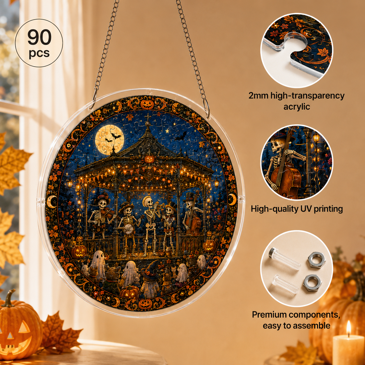 Halloween Acrylic Jigsaw Puzzle Suncatcher - 38