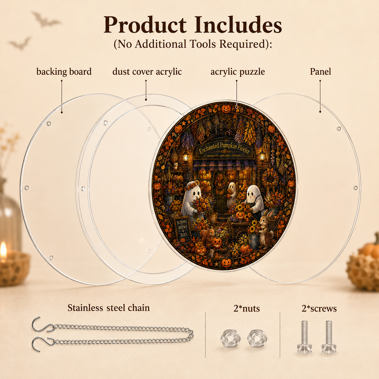 Halloween Acrylic Jigsaw Puzzle Suncatcher - 40