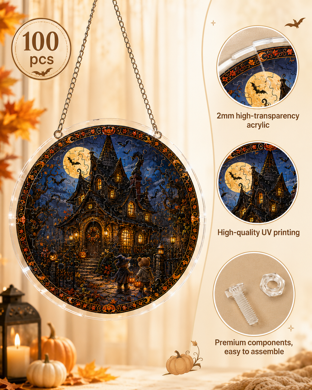 Halloween Acrylic Jigsaw Puzzle Suncatcher - 41
