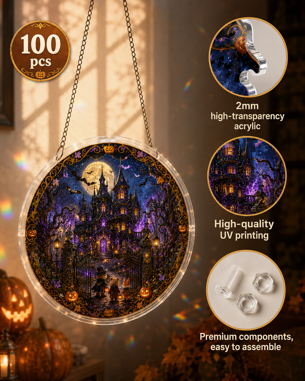 Halloween Acrylic Jigsaw Puzzle Suncatcher - 42