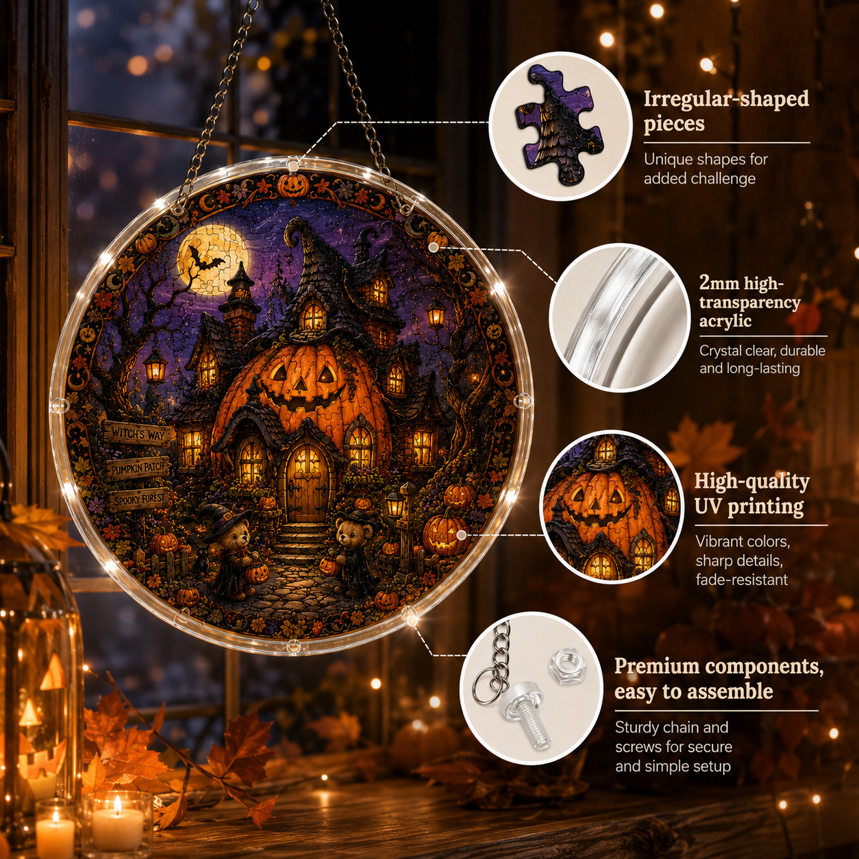 Halloween Acrylic Jigsaw Puzzle Suncatcher - 43