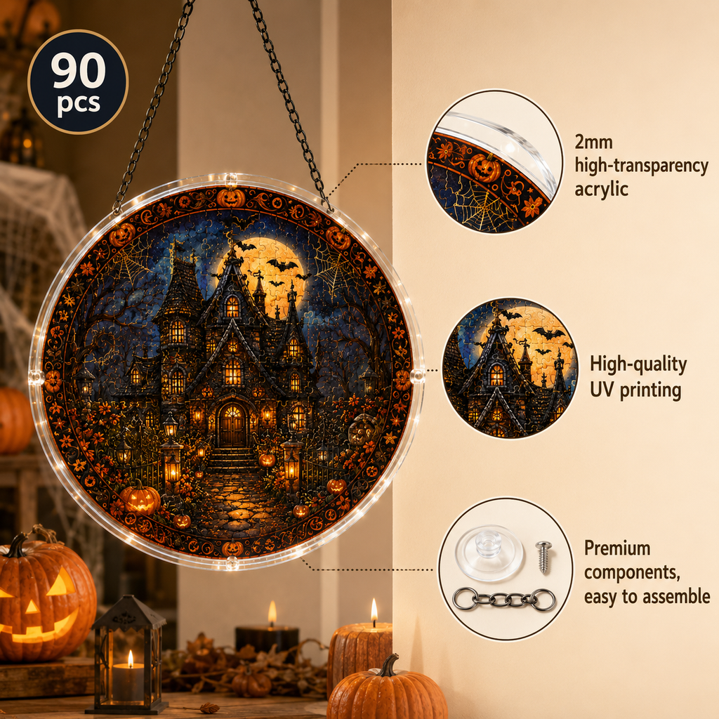 Halloween Acrylic Jigsaw Puzzle Suncatcher - 45