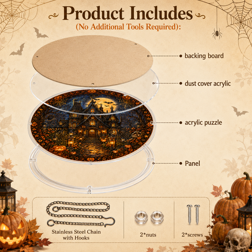 Halloween Acrylic Jigsaw Puzzle Suncatcher - 45