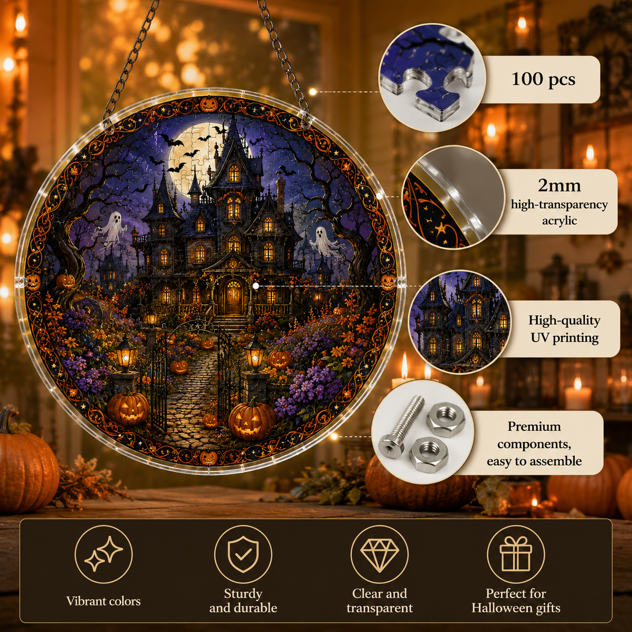 Halloween Acrylic Jigsaw Puzzle Suncatcher - 44