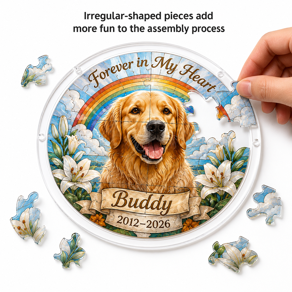 Customize Acrylic Jigsaw Puzzle Suncatcher - Forever in My Heart
