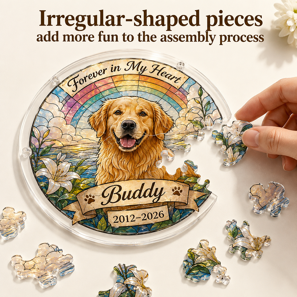 Customize Acrylic Jigsaw Puzzle Suncatcher - Forever in My Heart