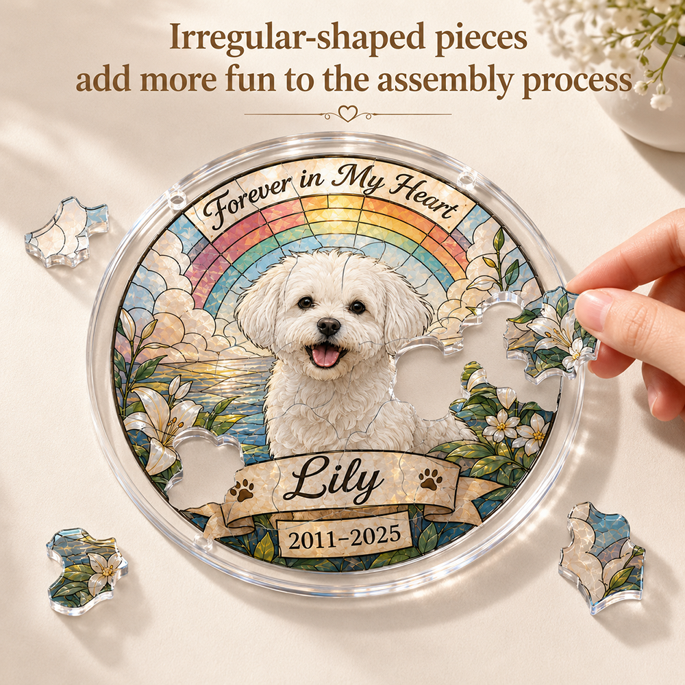 Customize Acrylic Jigsaw Puzzle Suncatcher - Forever in My Heart