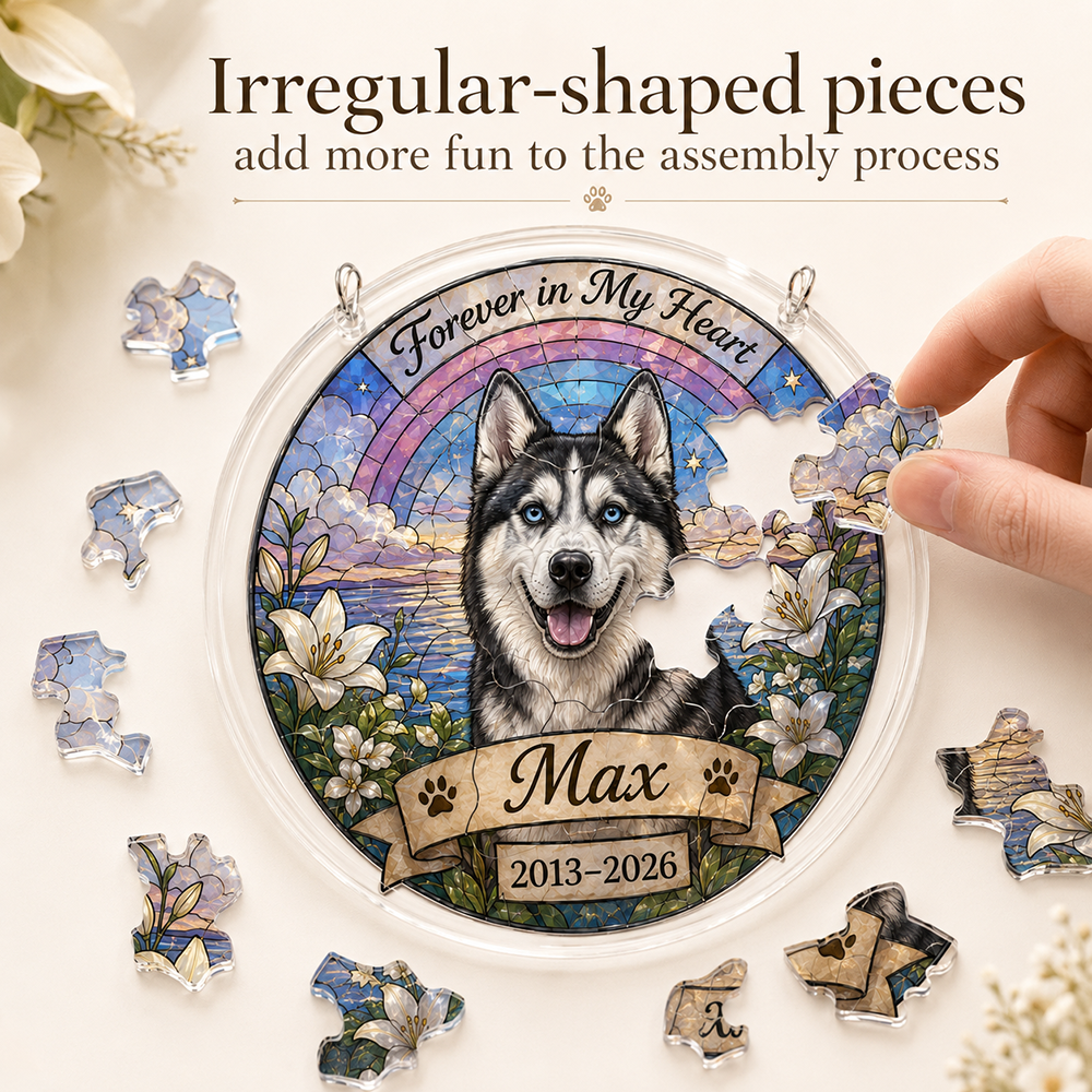 Customize Acrylic Jigsaw Puzzle Suncatcher - Forever in My Heart