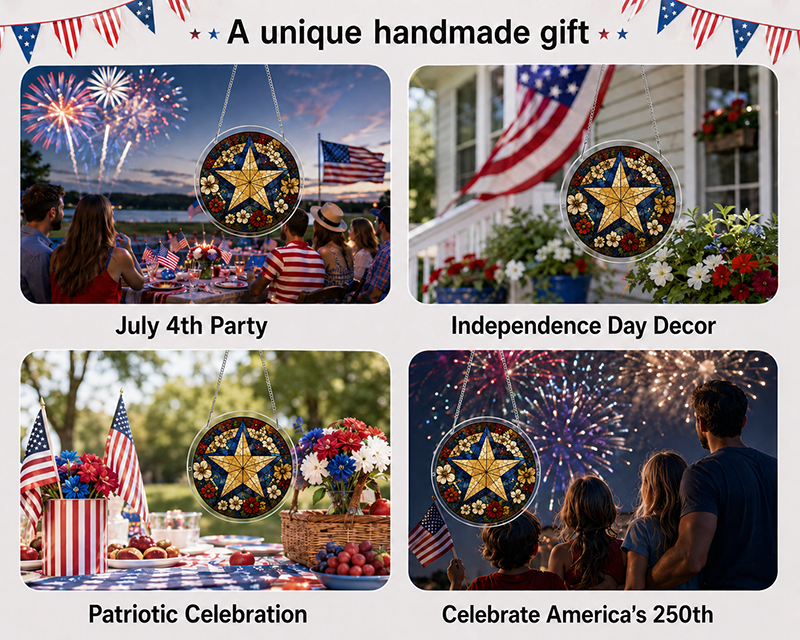 250th-Acrylic Jigsaw Puzzle Suncatcher - Patriot Star