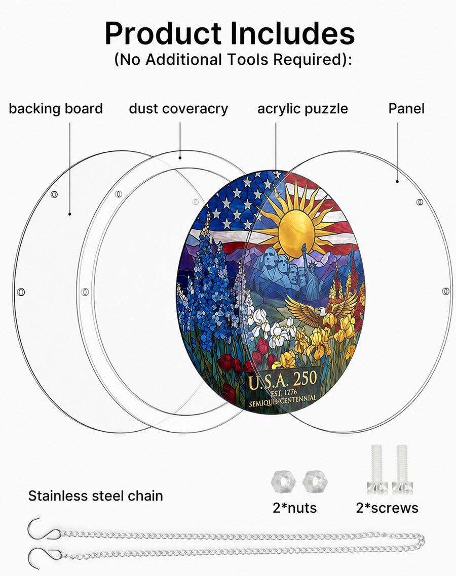250th-Acrylic Jigsaw Puzzle Suncatcher - Land of Liberty