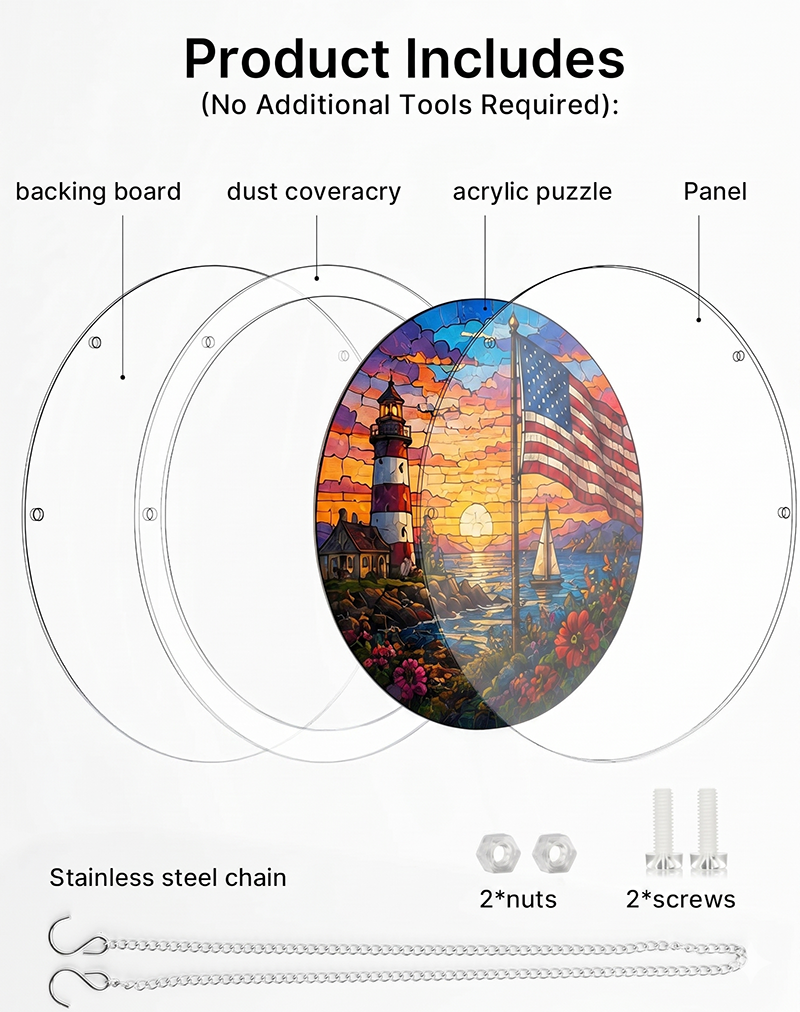 250th-Acrylic Jigsaw Puzzle Suncatcher - Beacon of Freedom
