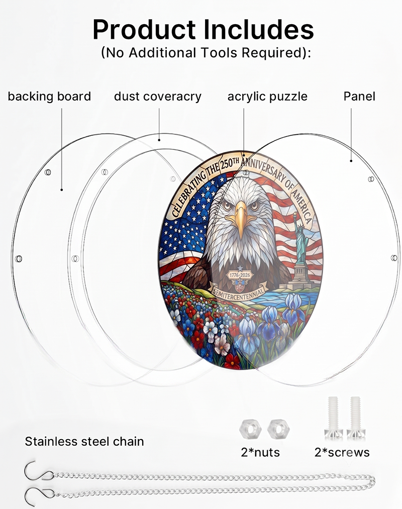 250th-Acrylic Jigsaw Puzzle Suncatcher - Glory Eagle