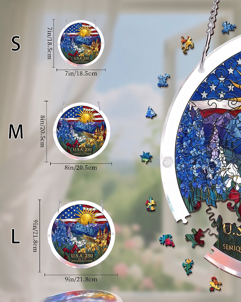 250th-Acrylic Jigsaw Puzzle Suncatcher - Land of Liberty