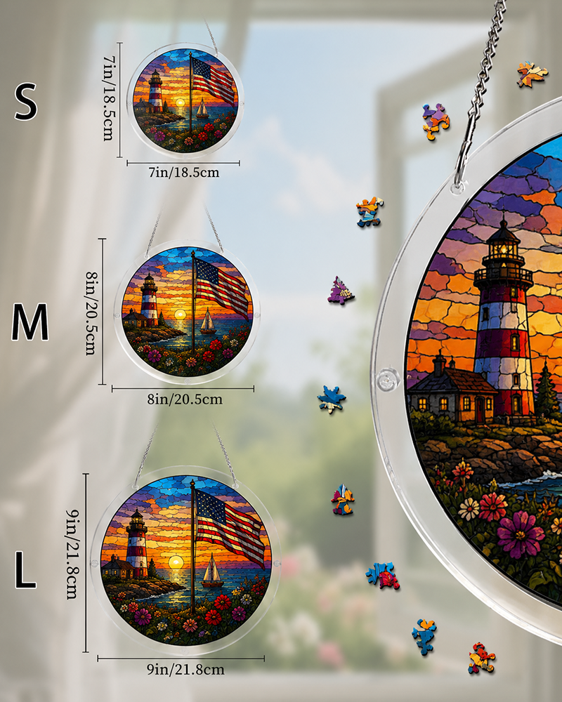 250th-Acrylic Jigsaw Puzzle Suncatcher - Beacon of Freedom