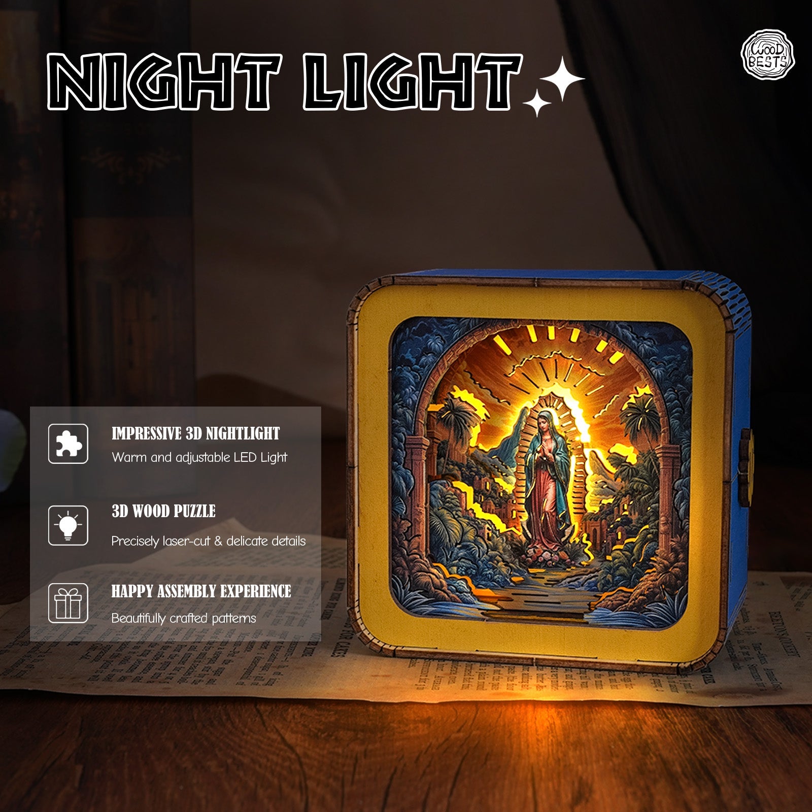 Virgin Mary Kit - 3D Wooden Puzzle Night Light